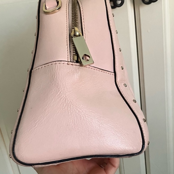 Kate Spade Light Pink Zip Up Leather Studded Handbag Satchel - Picture 5 of 10